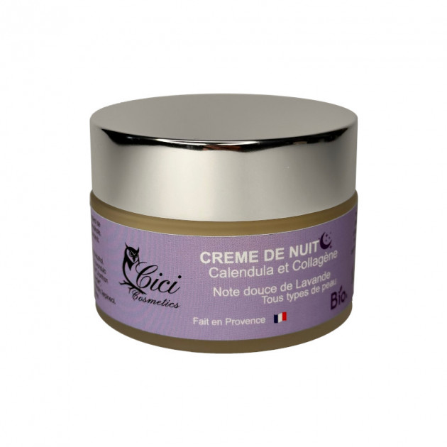 CREME DE NUIT à base de Calendula et Collagène, Naturelle, Biologique