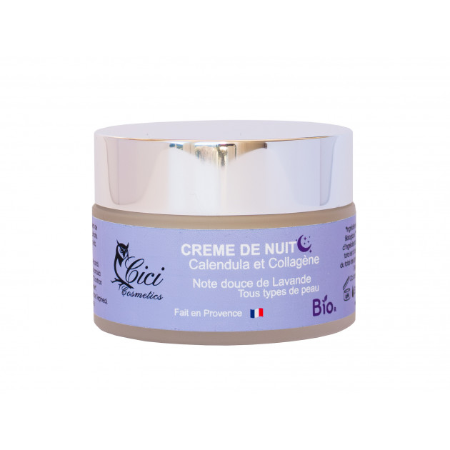 CREME DE NUIT à base de Calendula et Collagène, Naturelle, Biologique